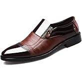 ZUAUOOT Mens Dress Shoes Leather Shoes Loafers Pointed Lace Up Business Tuxedo Shoes