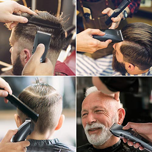 Hair Clippers for Men,Hizek Beard Trimmer Professional Haircut Kit,Cordless Hair Trimmer with 3 Adjustable Speeds,LED Display,USB Charging Stand and 6 Attachment Guide Combs,For Family Use