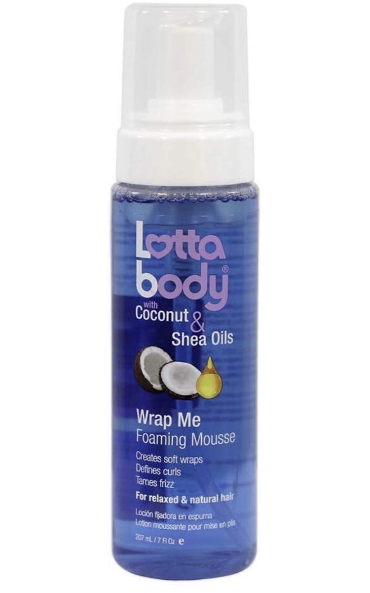 Lotta Body Wrap Me Foaming Mousse with Coconut and Shea Oil, 7 Ounce (Including Double Sided Edge Control Hair Brush & 3 pc Rat Tail Comb Set) Foam Mousse & Hair Styling Tools Kit : Beauty