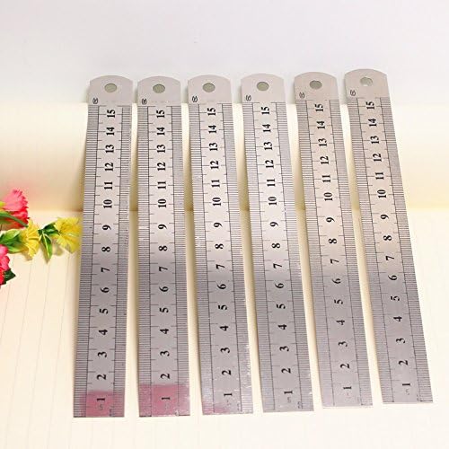 Vommpe Ruler Stainless Steel Rulers Approved Scales 15cm Measuring Tool Light Weight Various Set Silver Color Straight Ruler for School Office Artistic Studio Drafting and General Layout Work (1 Pcs)
