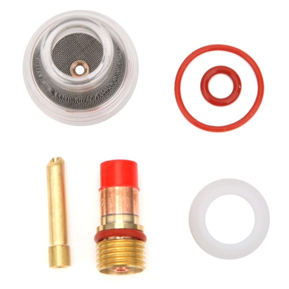 Gas Lens Collet Body Glass Cup for WP-17/18/26 Welding Torch Kit Accessories Spares Parts Tungsten Electrode Rubber Washer 3.2mm Replacement