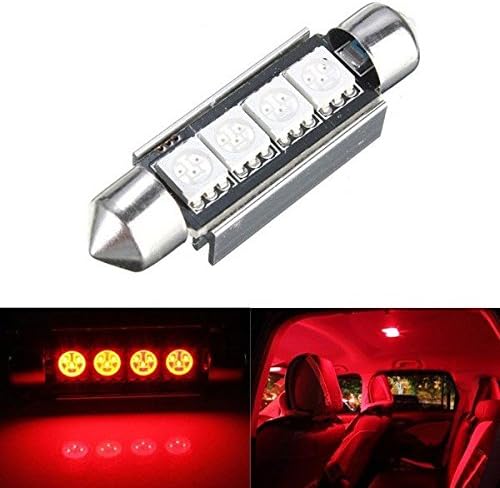 12V 42MM Festoon Red 4SMD LED Map Dome Interior Lights Bulbs