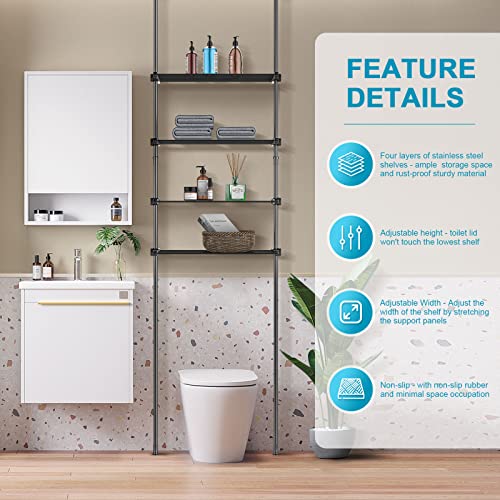 DYN Ptah Over The Toilet Storage 4Tier Adjustable Over Toilet