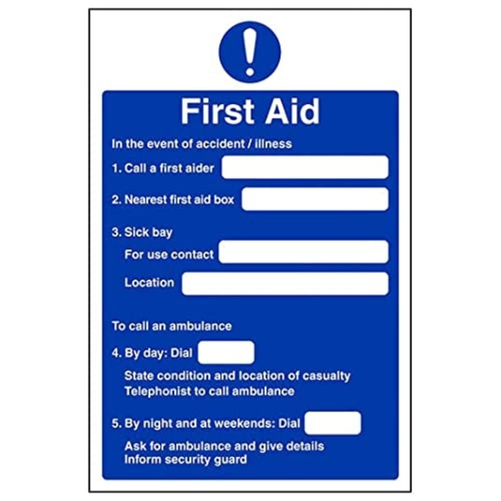 V Safety Eco Friendly Fire Action - First Aid Action - 200 x 300 mm Safety Sign — image 1