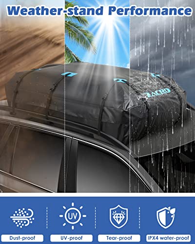 Zacro Car Roof Bag Waterproof - 20 Cubic Feet Roof Box with Anti-Slip Mat & Luggage Lock for Vehicle with/without Rack - Rooftop Cargo Carrier Bags with 10 Reinforced Straps, 6 Door Hooks, Storage Bag