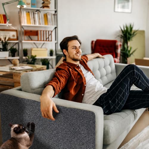 Cat Scratches Sofa Protection, Scratching Mat for Cats Self-Adhesive 200 x 40 cm, Reusable and Cuttable, Ideal for Sofas, Furniture and Walls, Scratching Post, Sofa, Sisal and Carpet (Dark Grey)