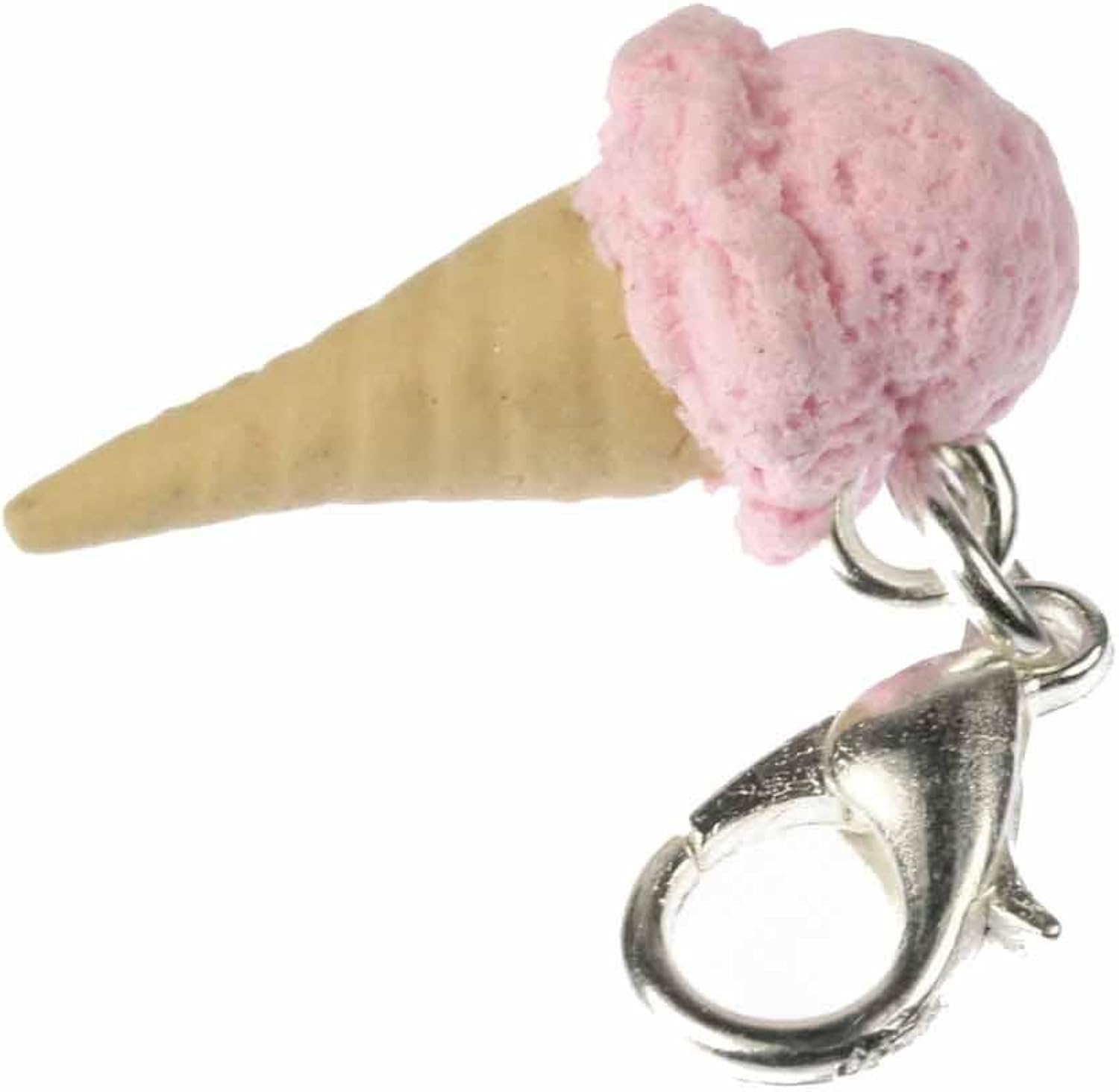 Miniblings Ice Sstrawberry Summer Waffle Mint Cream Charm Pendant Icecream Eiswaffel Pink, 20mm