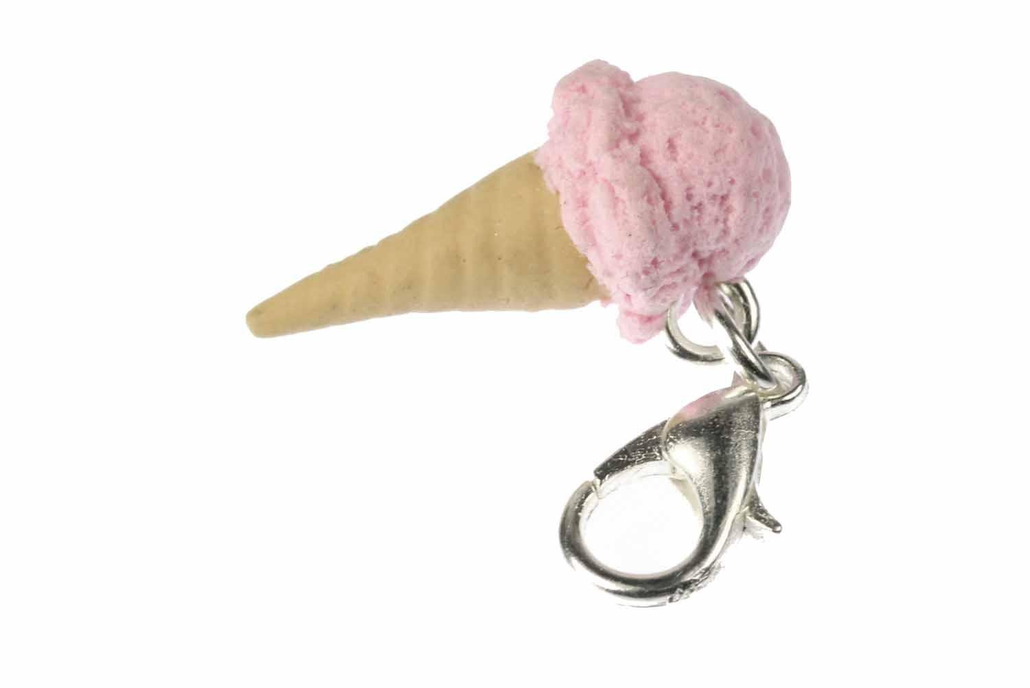 Miniblings Ice Sstrawberry Summer Waffle Mint Cream Charm Pendant Icecream Eiswaffel Pink
