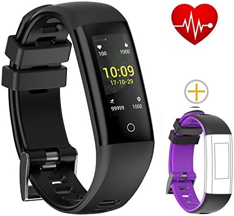 Fitness Tracker Activity Tracker Watch Colorful UI Touch Screen with Heart Rate Monitor Sleep Monitor Calorie Counter Watch Pedometer IP67 Waterproof Bracelet Wristband for iOS/Android (Black)