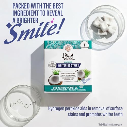 GuruNanda Teeth Whitening Strips Kit - 7-Day Treatment with Non-Slip, Dry Strip Technology - Whitening Designed with Care for a Brighter Smile
