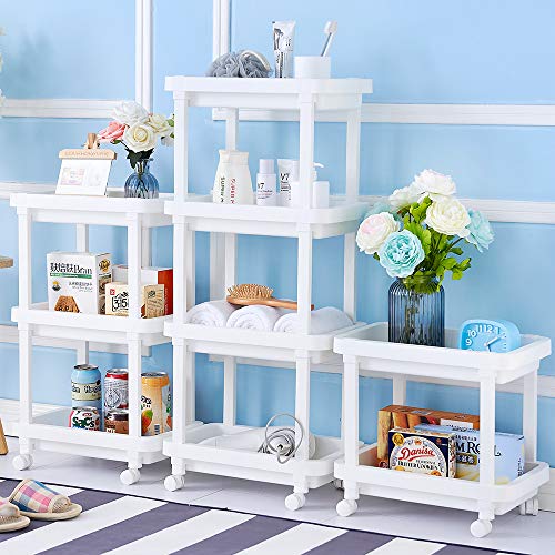 Aogist 4-Tier Slide Out Storage Cart Rolling Utility Cart Storage Shelf Rack for Kitchen Laundry Room Bathroom Office & Dressers