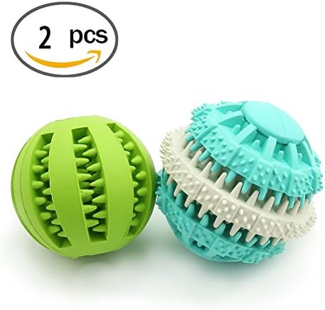 IQ Treat Ball for Dogs and Cats,Durable Non-Toxic Strong Tooth Cleaning Dog Feed Ball for Pet Training/ Chewing/Playing, Dog Chew Toys (2PCS)