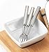 Cheese Board Set - Set Includes 3 Piece Cheese Knife Set & 4 Small Cheese Serving Forks - Plus Porcelain Dish for Sauces & Condiments by Decodyne
