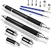 MEKO 3-in-1 Precision Series Disc Stylus Pen, 6-Inch (2 Piece) with 4 Pieces Disc, 2 Pieces Fiber Tip and 2 Pieces Refill Ink - Black/Black