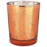 Just Artifacts Mercury Glass Votive Candle Holders 2.75-Inch Speckled Copper (Set of 12) - Mercury Glass Votive Candle Holders for Weddings and Home Décor