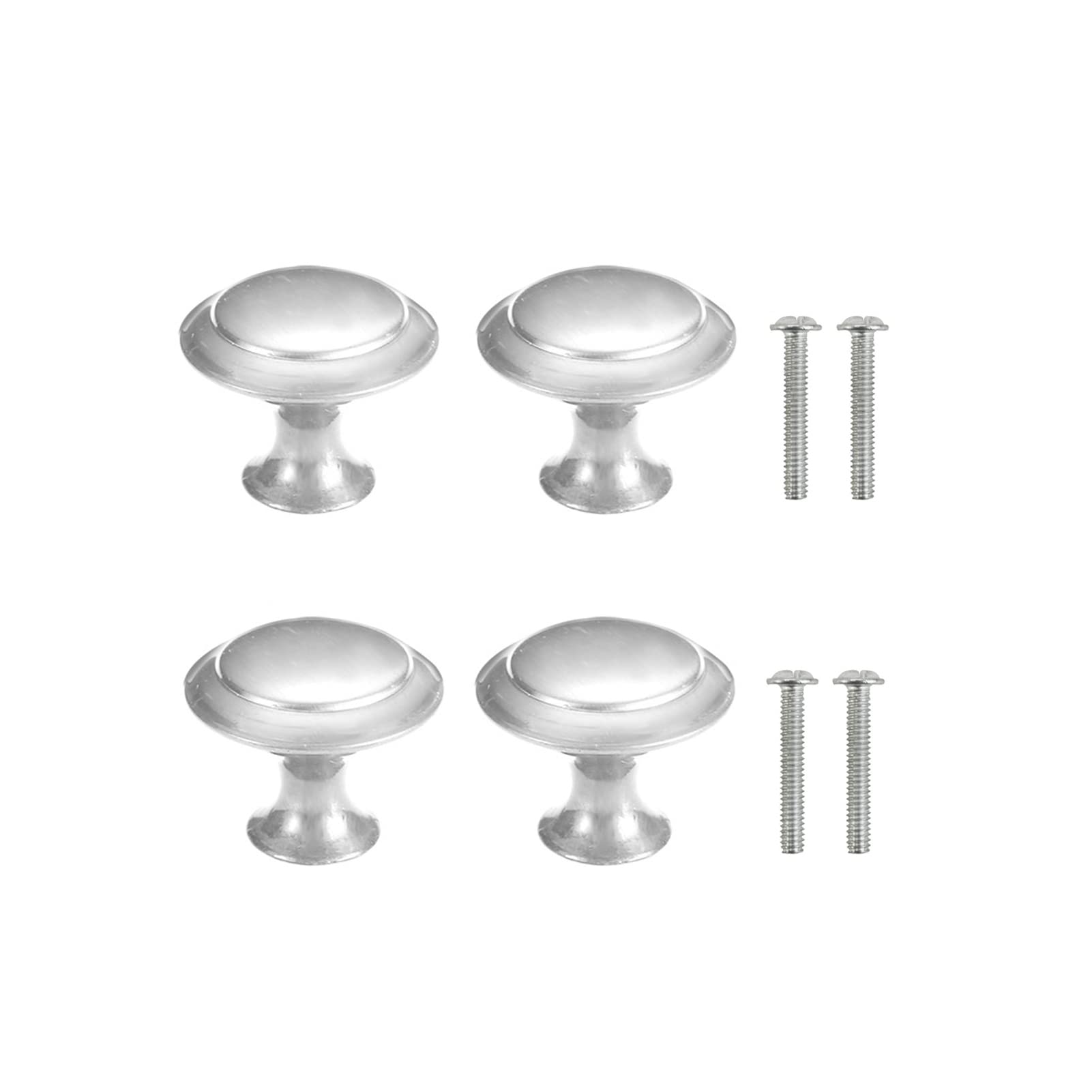 Yesmin 4 Piece Cabinet Door Knobs,Cupboard Drawer Door Knob for Kitchen Furniture Cabinet Knob with Screws-Silver(Medium)