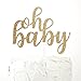 NANASUKO Baby Shower Cake Topper - oh baby - Double Sided Gold Glitter - Premium Quality Made in USA