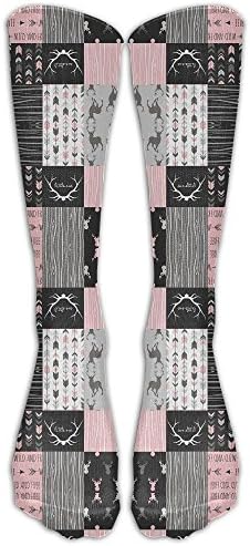 Whole Cloth Quilt- Pink, Black ,grey Antler, Arrows Tube Socks For Women &amp; Men - Graduated Athletic Fit For Running, Nurses, Flight Travel, Skiing &amp; Maternity Pregnancy - Boost Stamina &amp; Recovery