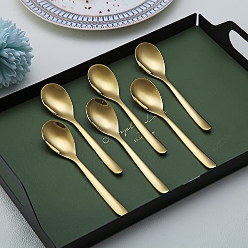 Set Of 6 Small Stainless Steel Spoons – 5.5" Coffee, Dessert, Espresso Spoons, Mirror Finish - View #6