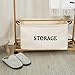 Shinejoy Foldable Storage Baskets Canvas Laundry Bin with leathery Handle 2 Size