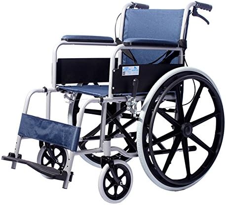LYYYL Wheelchair Lightweight Folding Portable Transport Chair with Bags Solid Tires Seatbelt Hand Brakes Comfortable Armrest Seat Heavy Duty 220lbs Swing Away Foot Rrests for Men and Women