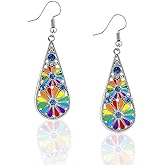 Rainbow Color Dangle Earrings for Women | Fashion Earrings | Lightweight Drop Earrings