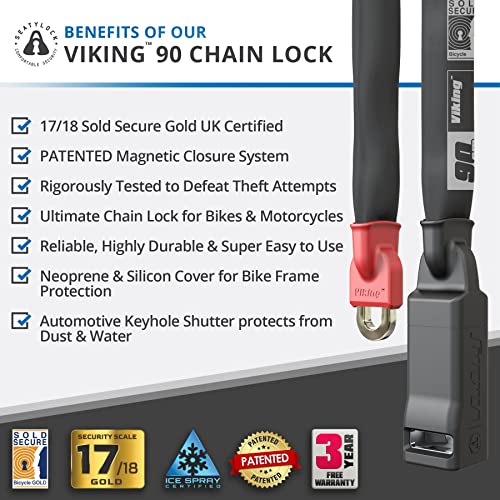 Seatylock Viking Bike Lock Chain with Key Patented Motorcycle and