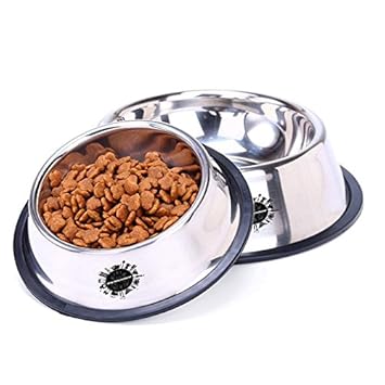 King International Stainless Steel Dog Bowl, Pet Bowl Plain,15 & 17 cm