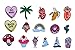 16Pcs Iron On Embroidered Applique DIY Decoration Patch Set - Love-heart Coconut Palm Tree Banana Strawberry Ice Cream Cup Cake Donuts Carrot Rainbow Sailboat Cactus Popcorn Mushroom Patch