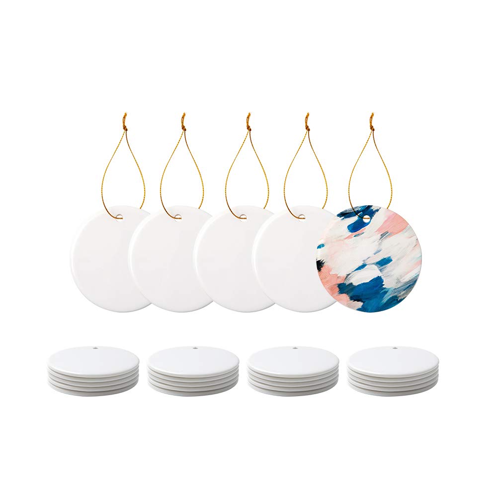 PYD Life 25 PCS Sublimation Ceramic Ornament Bulk