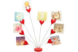 TFU 8-Branch Family Tree Picture Frame Holder, Card Photo Clips Holder Desk Stand for Memo Paper Note Photo Christmas Wedding Card Display (Red Heart)