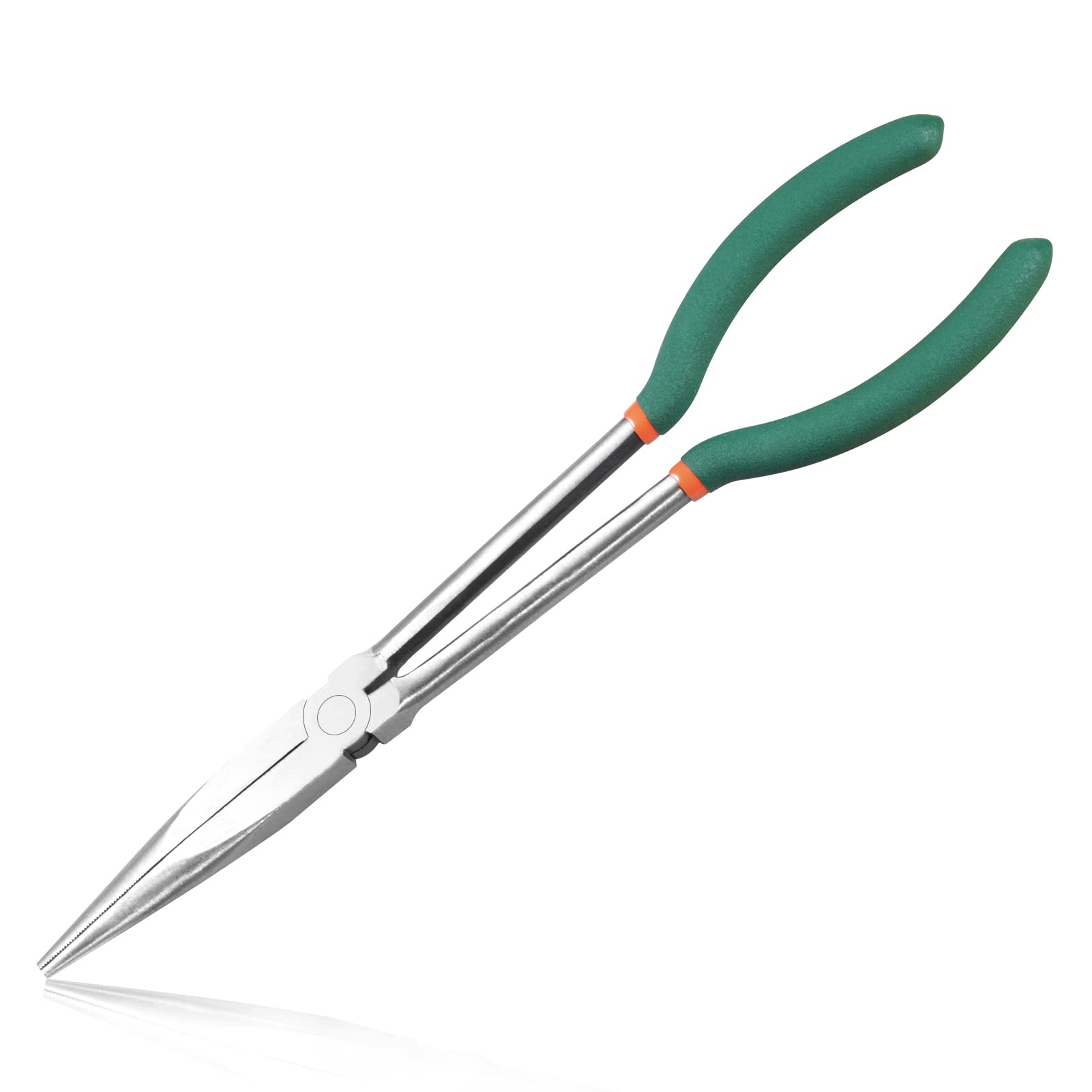 LEONTOOL 11 Inch Long Reach Needle Nose Pliers with Serrated Teeth Long Nose Pliers Straight Extra Long for Hard-to-Reach Narrow Spaces and Limited Clearance Areas