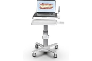 HAXYCC Dental Clinic Trolley Cart with Oral Scanner Holder,Hospital Mobile Workstation with Laptop Tray and Silent Wheels, for Office School Salon Lab etc.