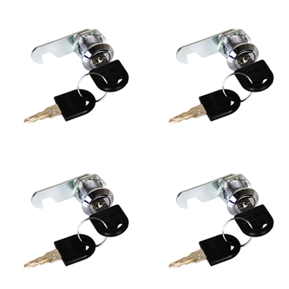 4PCS Cam Locks,Fit to Filing Cabinets, Locker, Mailbox, Door, Each Lock Has Same The Keys, 30mm with 8 Keys.