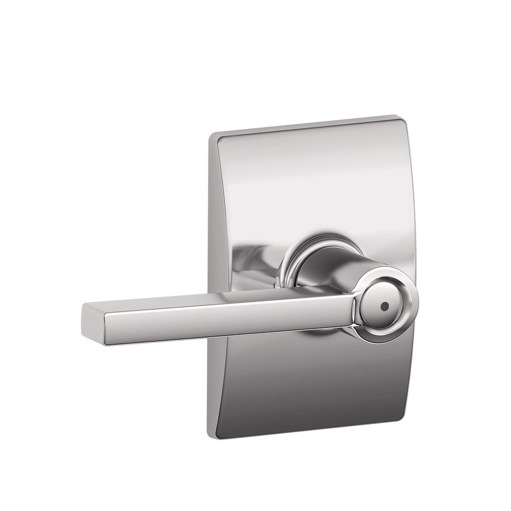 Photo 1 of Schlage F40 LAT 625 CEN Latitude Door Lever with Century Trim, Bed & Bath Privacy Lock, Bright Chrome