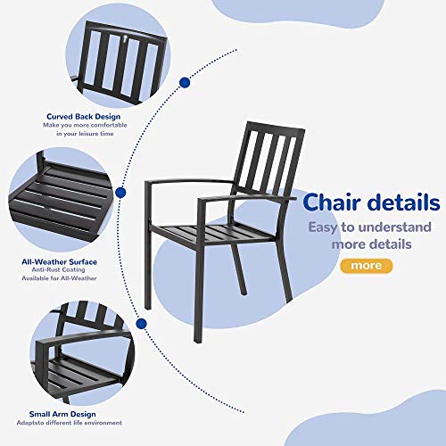 JY QAQA 3 Piece Outdoor Bistro Set Metal Frame Table and Chairs All