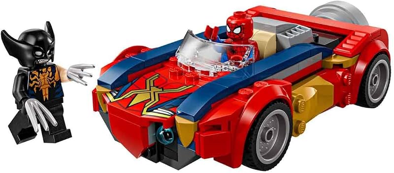 | Marvel Spider-Man Auto vs. Venomized Wolverine - Superhelden Spielzeug mit Spielzeugauto - Konstruktionsspielzeug mit 2 Minifiguren und 2 Shooter - Geschenk für Jungen ab 7 Jahren - 76336