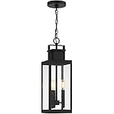 Savoy House 5-827-BK Ascott Mission Clear Seeded Glass Outdoor Hanging Lantern, 3-Light 120 Total Watts, 20" H x 7" W, Matte 