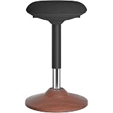 ERGO COLLECT Adult Wobble Stool,Standing Desk Chair for Home Office,Walnut | 19.7"-27.5" Height Adjustable Anti-Fatigue Wobble Chair, Upgraded Non-Slip Flat Base&amp;15&deg; All-Round Swinging, Widened Cushion
