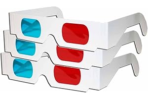 3DSTEREO 3D Glasses - Red and CYAN Anaglyph-3 Pair, White Multipack