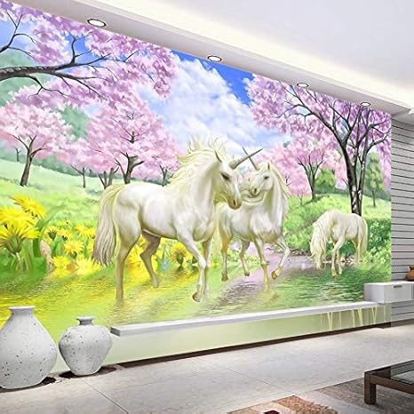 Avoir Images Tapisserie Photo 3d Personnalise 3d Mur Papier Peint Licorne Reve dernière par