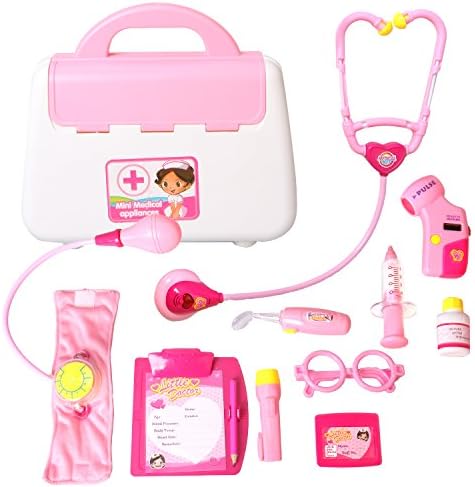 Pink MINI Medicine Box Appliances Doctor Nurse Medical Kit Pretend Play Learning Playset