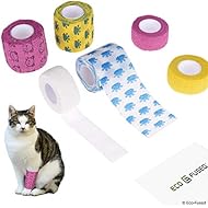 Eco-Fused Self Adhering Bandage - Injury Wrap Tape for Cats - Pack of 6 - Supports Muscles and Joints - Does not Stick to Hair - Elastic, Water Repellent, Breathable - Relieves Stress
