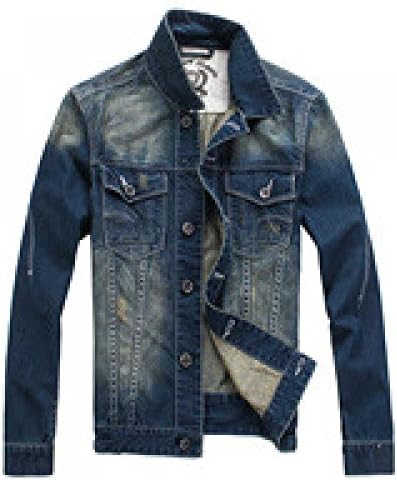 You Fashional Mens Retro Slim Fit Black/Blue Motorcycle Denim Jeans Jacket Dark Blue XXXL