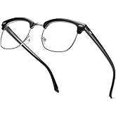 aisswzber Fashion Vintage Classic Semi-Rimless Half Frame Clear Lens Glasses