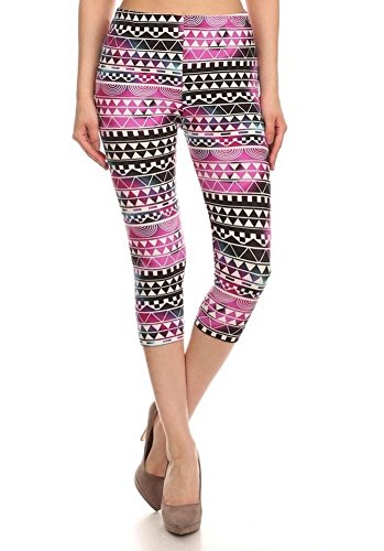 Leggings4U Elegant4U Junior's Printed Marbled Kilim Pattern Capri Leggings