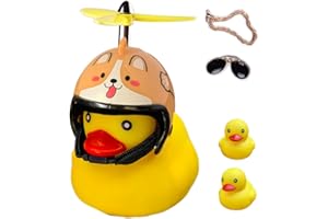 ACEDOAMARE Duck Bike Bell, Cute Rubber Yellow Duck Bicycle Accessories with LED Light Propeller Helmet Squeeze Horns for Cycling Motorcycle Handlebar Bicycle