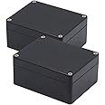 Junction Box, Zulkit Project Box IP65 Waterproof Outdoor Box ABS Plastic Electrical Boxes Electronic Enclosure Black 4.5 x 3.5 x 2.2 inch(115 x 90 x 55 mm)(Pack of 2)