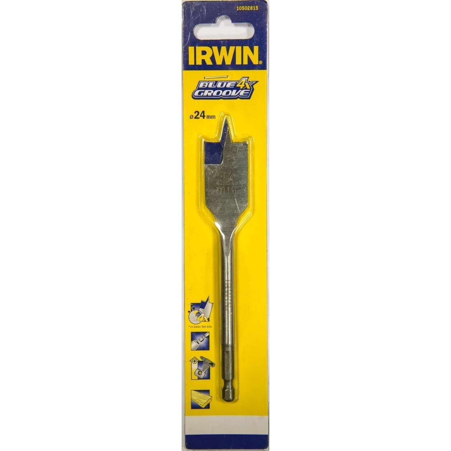 Irwin 10502815 4X Blue Groove Flat Bit, 24mm x 152mm