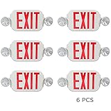 eTopLighting [6 Pack] LED Red Exit Sign Emergency Light Combo with Battery Back Up UL924 ETL listed, Red Lettering in White Body, Bug Eye Side Light, AGG2194